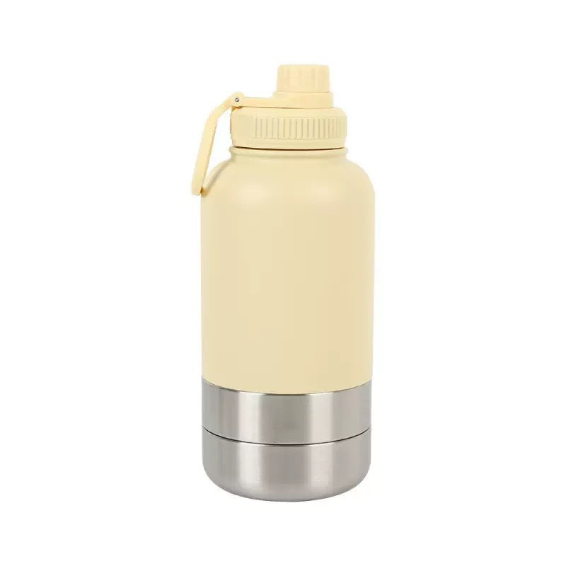 3-in-1 Portable Insulated Pet Water Bottle and Double-Layer Bowl, 32oz Stainless Steel