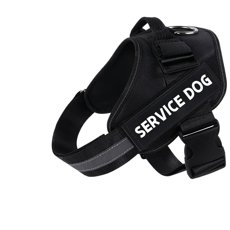 Reflective nylon vest dog harness in black for large dogs