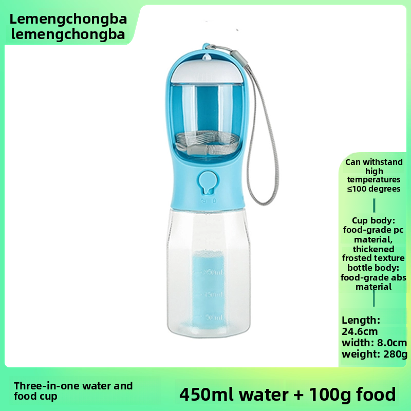 2-in-1 Portable Pet Water Bottle and Food Container for Walks, Leak-Proof Design