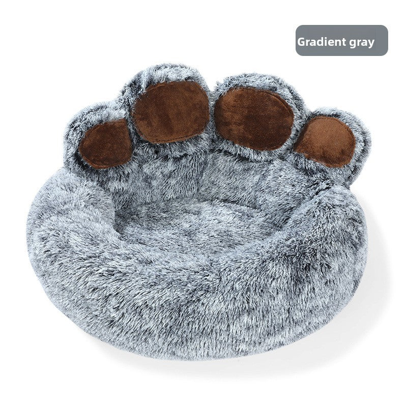 Bear Paw Pet Sofa Bed with Soft Long Plush for All Seasons
