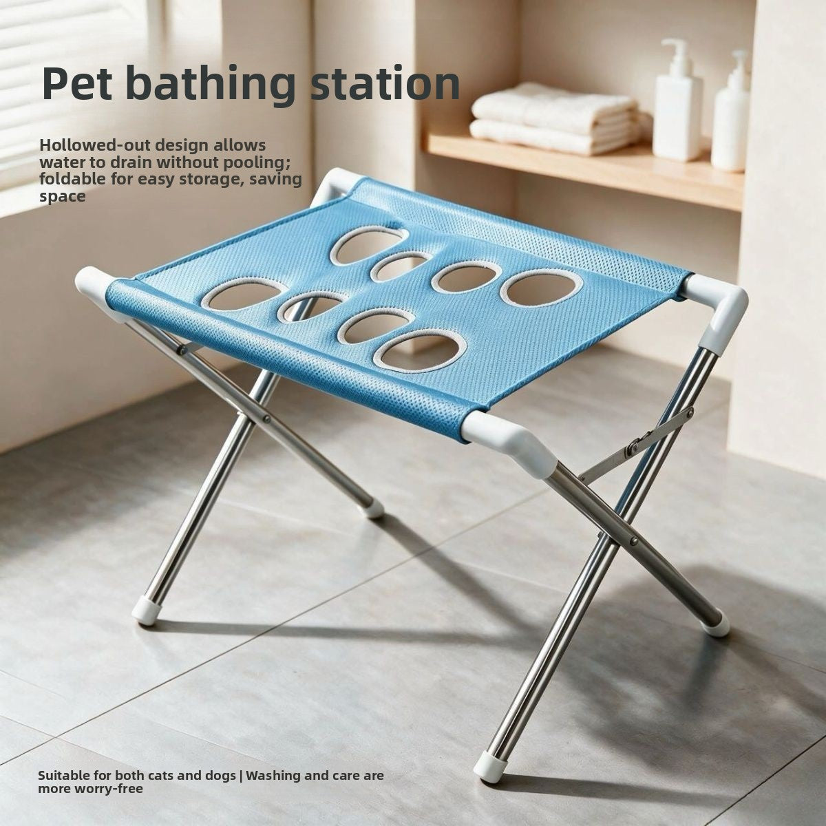 Stainless steel mesh pet grooming stand for small dogs, photo 4 of 8
