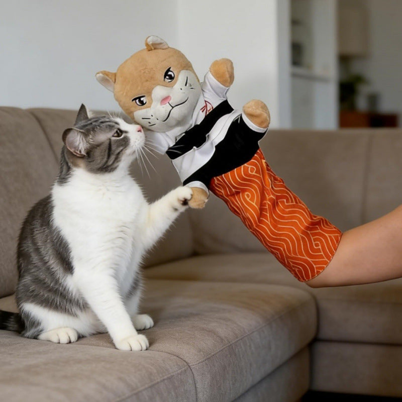 Cat boxing puppet toy with karate doll and gloves - photo 3