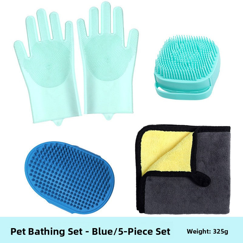 Silicone Pet Grooming and Bath Gloves Set, Anti-Scratch Protection