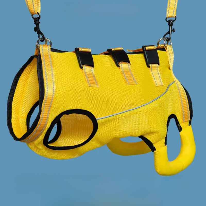 Front and rear lift support harness for senior dogs in navy