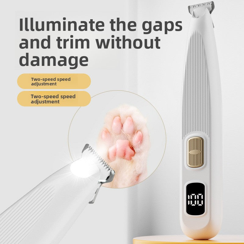 Digital Display Pet Paw Clipper, Two-Speed Quiet Foot Hair Trimmer
