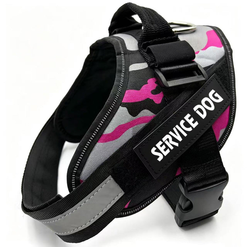 Reflective Oxford dog harness with hook and loop patch areas, ideal for everyday use