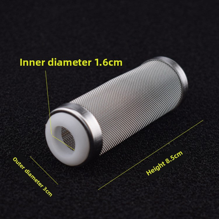 Stainless mesh aquarium filter intake guard with rubber connector, view 2