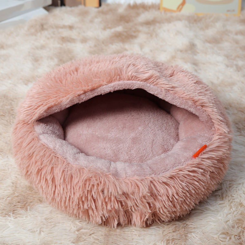Round plush pet bed for dogs and cats, donut nest, view 18