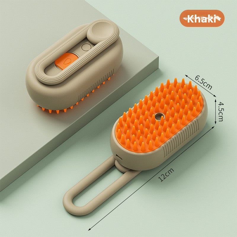 Electric Steam and Spray Pet Brush with Soft Massage Bristles
