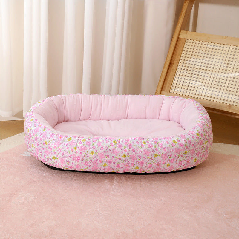 Pink floral soft pet bed for small dogs and cats, photo 19