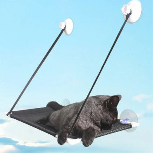 Suction cup window cat hammock, alternative angle view
