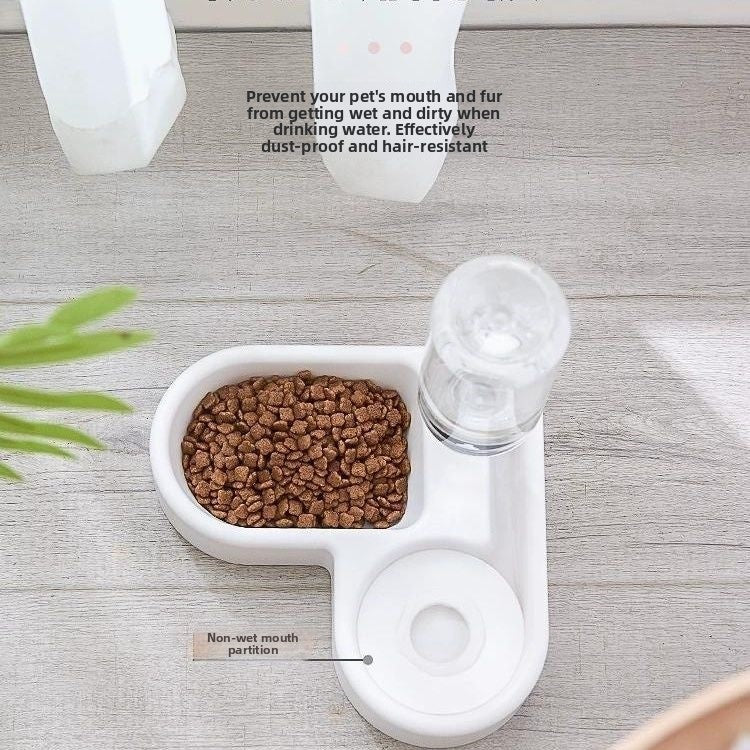 Dual-Bowl Pet Water Dispenser and Food Bowl with Anti-Spill Heart Design