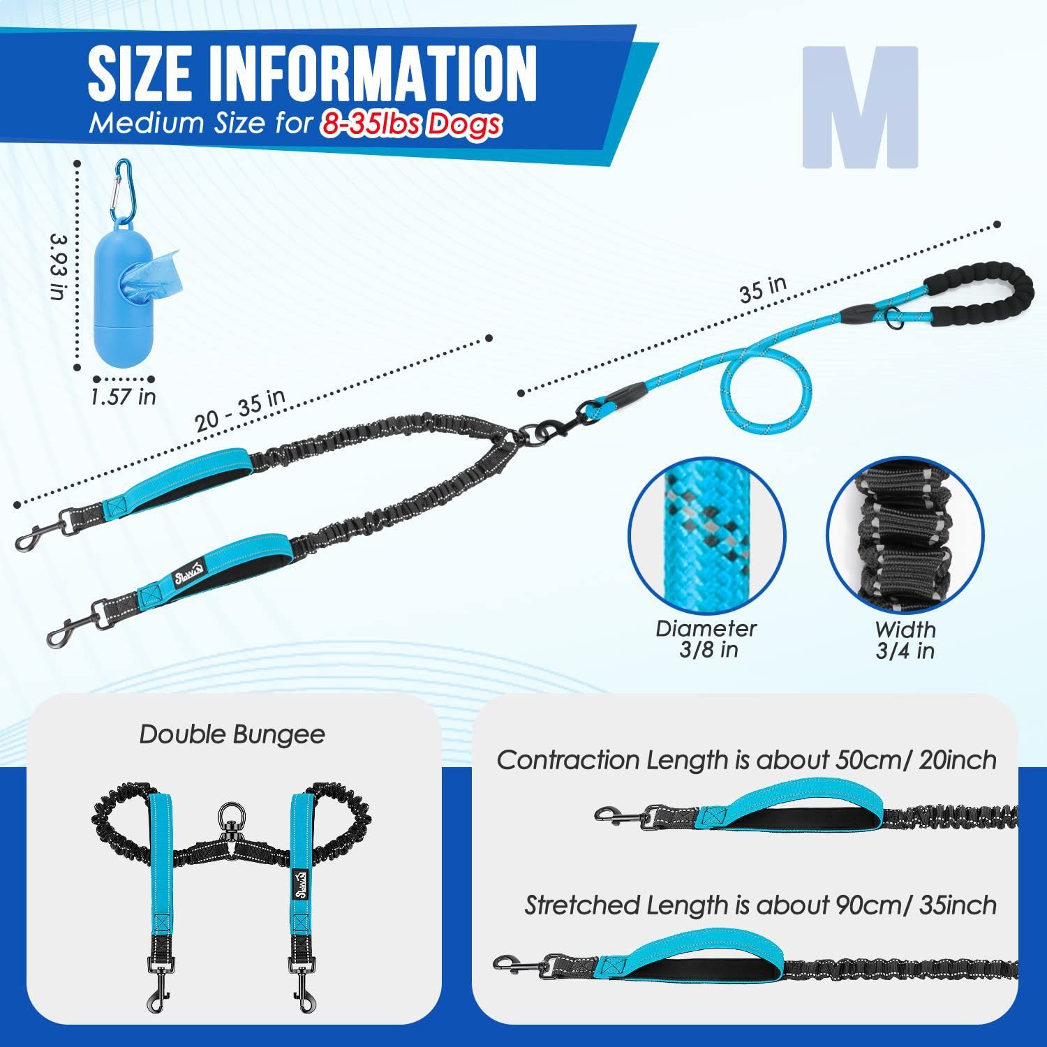 Double dog lead coupler, ideal for walking two dogs