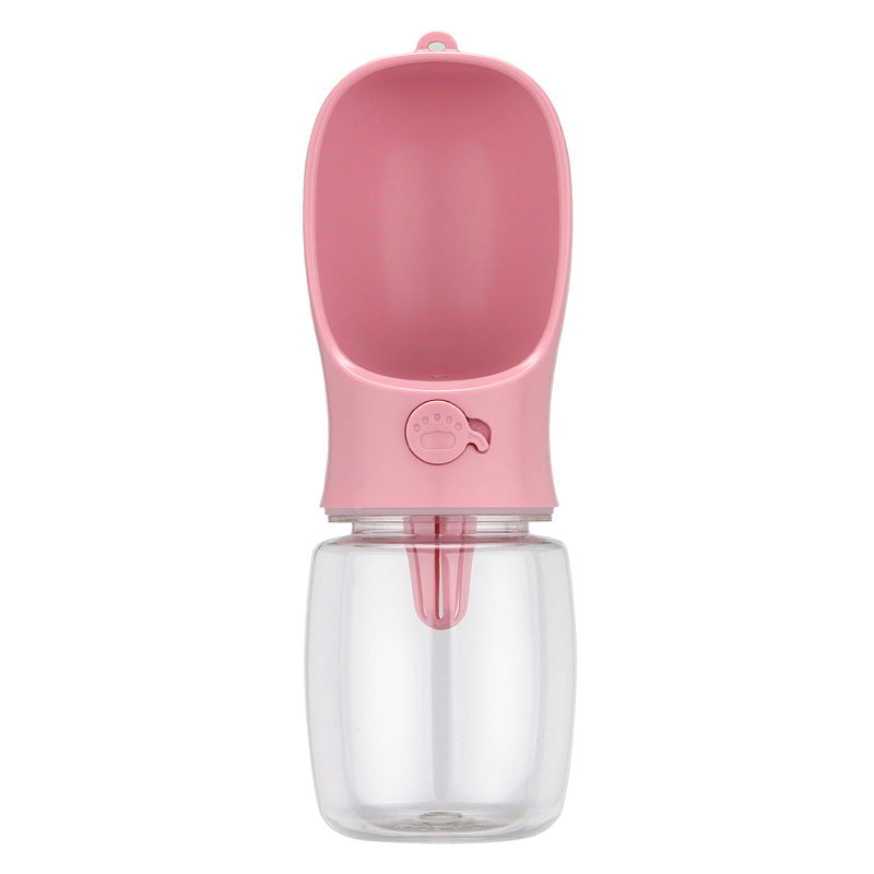 Leakproof dog walking water bottle in White 550ml with Food, top view