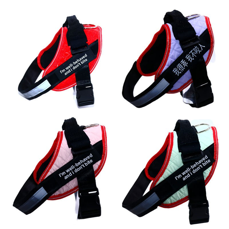 Padded dog harnesses in plain, star and camo designs