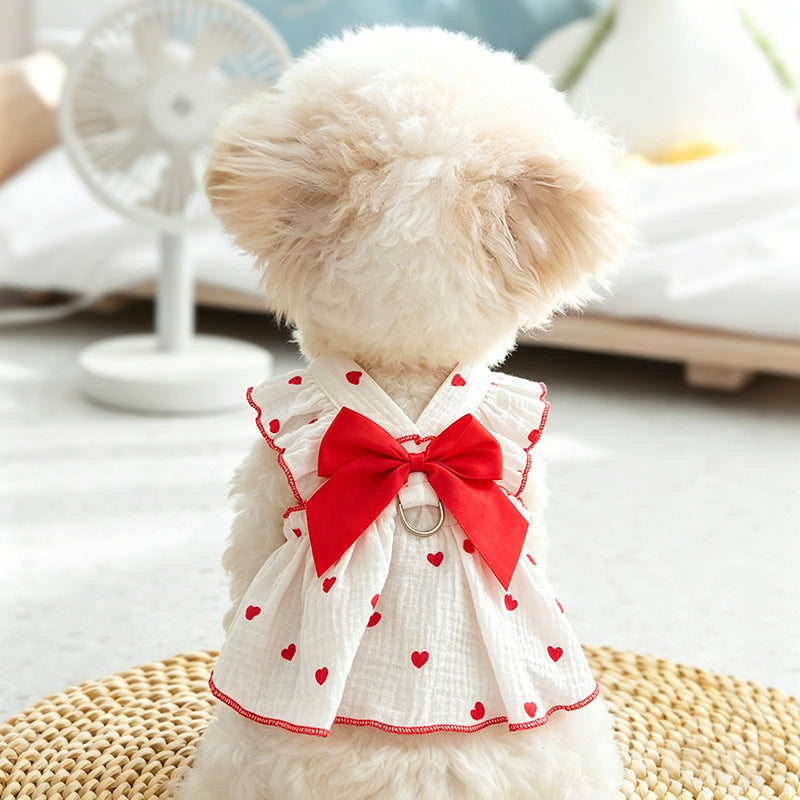 Heart print cotton dog dress, available in 5 colours, image 1
