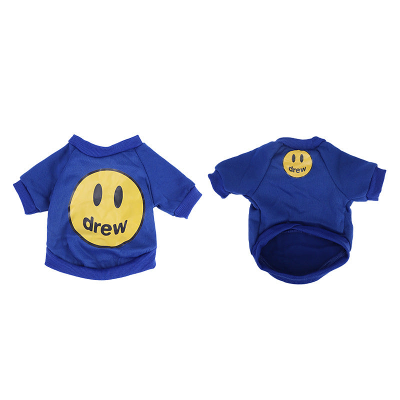 Smiley face cotton cat jumper in Blue Smiley, side view