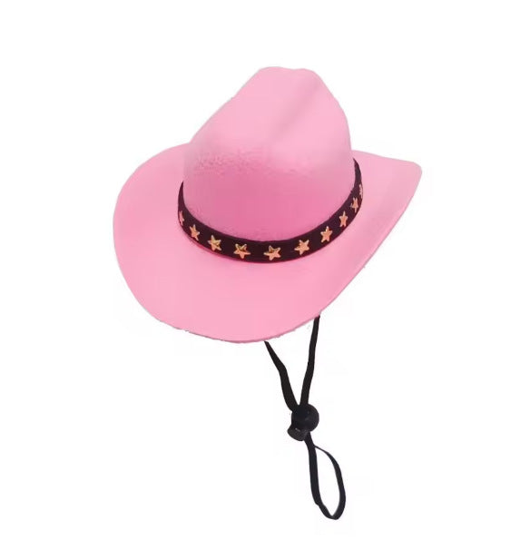 Western felt cowboy hat for small dogs and cats, top view