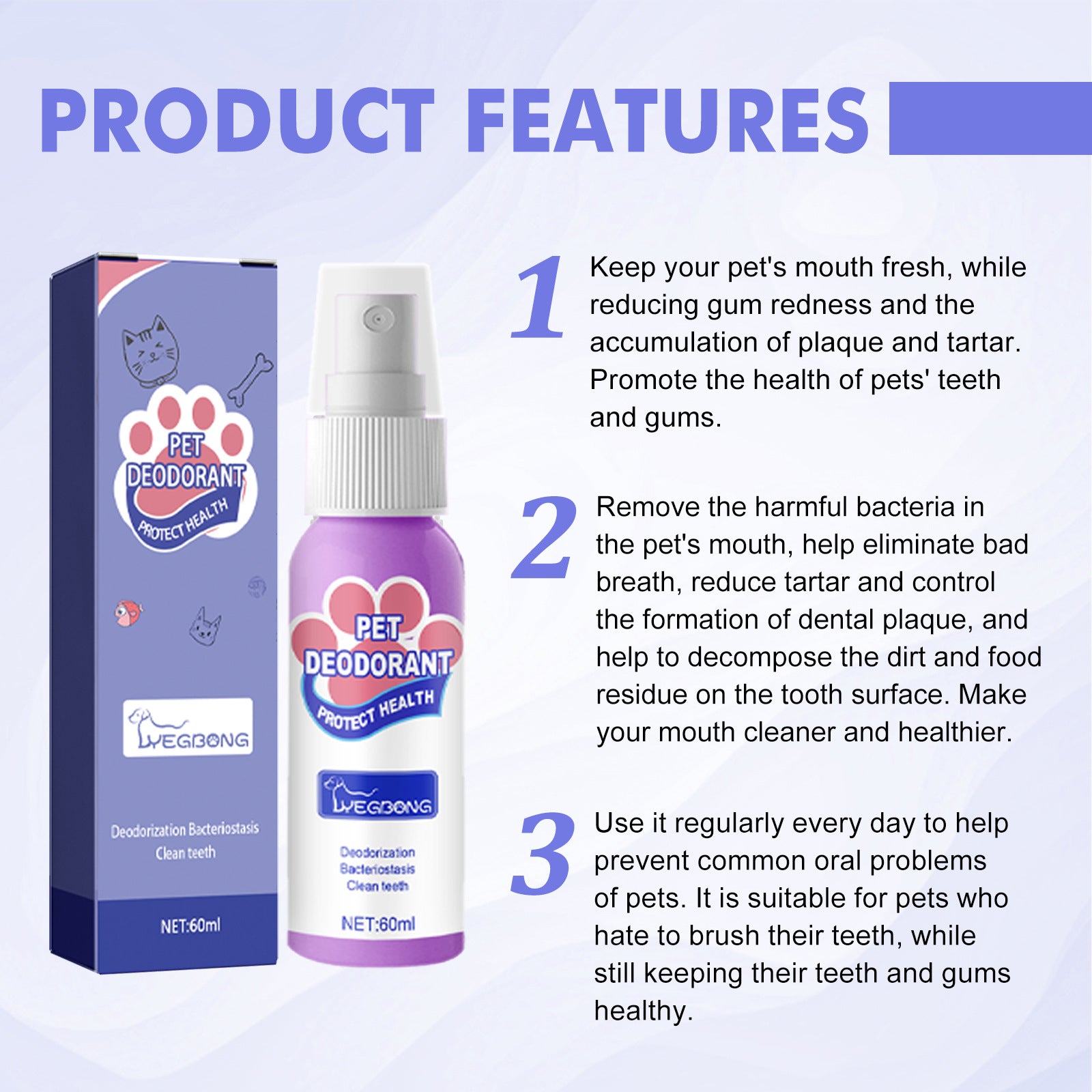 Pet Oral Fresh Breath Spray for Dogs and Cats, Easy Mouth Clean
