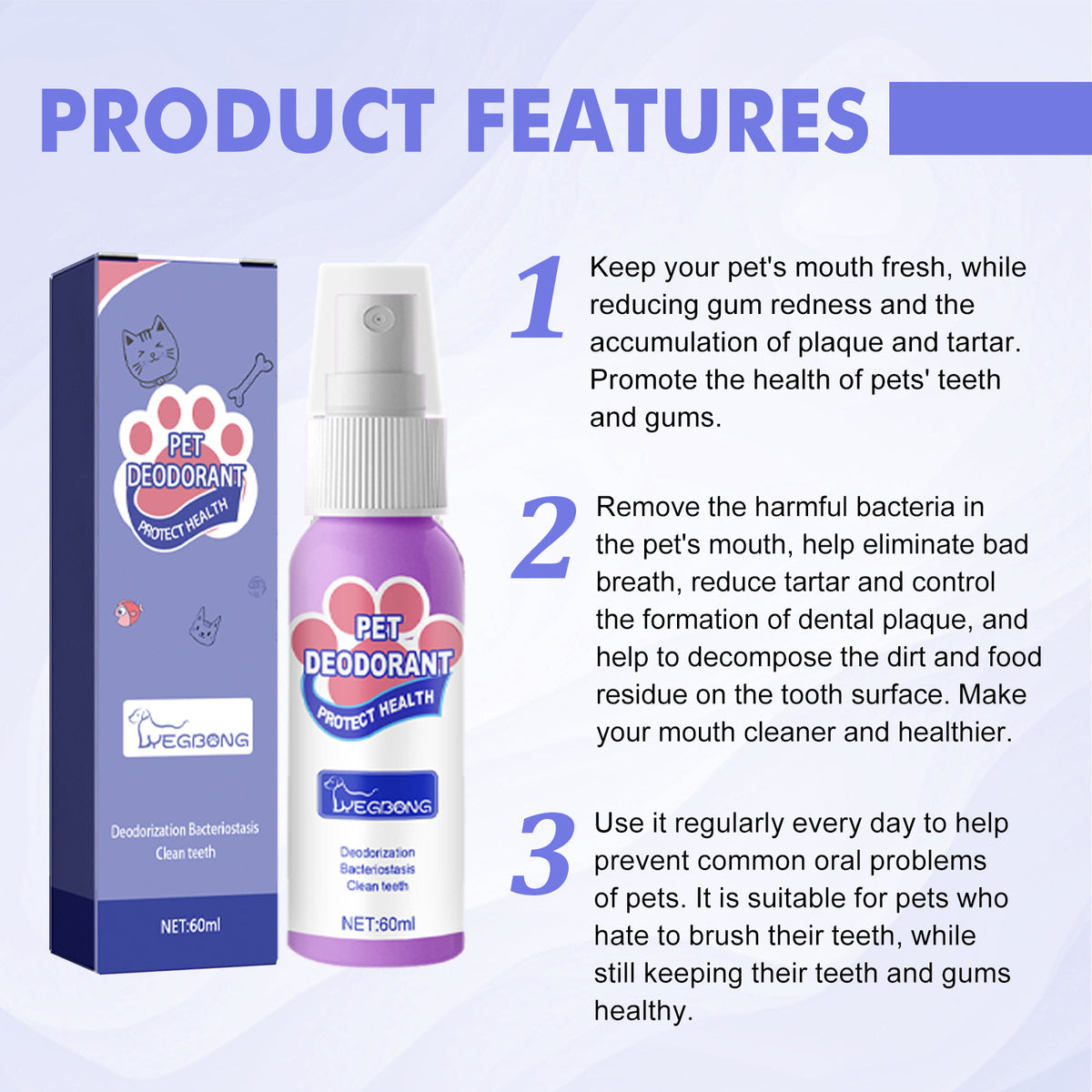 Pet Oral Fresh Breath Spray for Dogs and Cats, Easy Mouth Clean