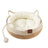 Woven rattan cat nest bed with white cotton pad