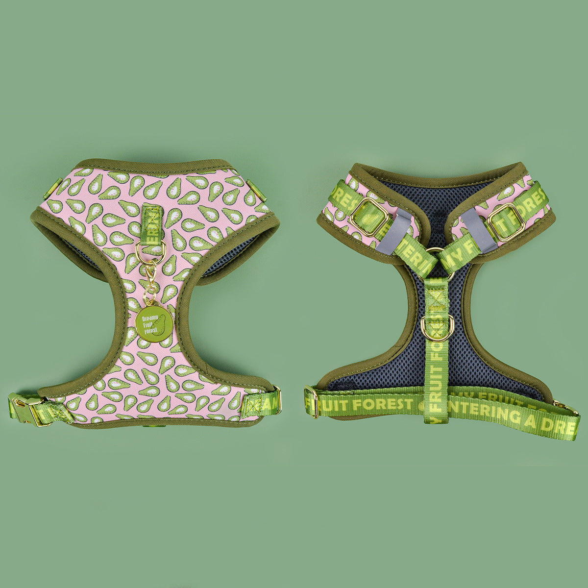 Patterned dog harness with ID tag in purple heart print, product image 66