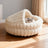 Thick plush semi-enclosed cat bed with waterproof base, main product photo