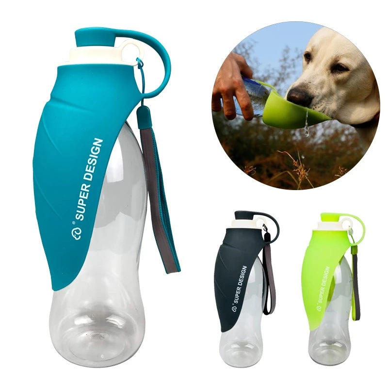 Leaf Shaped Foldable Silicone Pet Drinking Cup 580ml for Dogs and Cats on Outdoor Trips