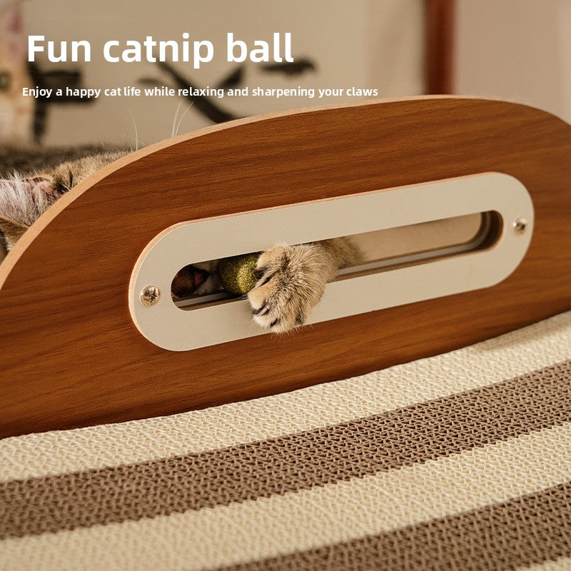 Cat scratching the replaceable corrugated paper surface of a lounge chair - photo 2