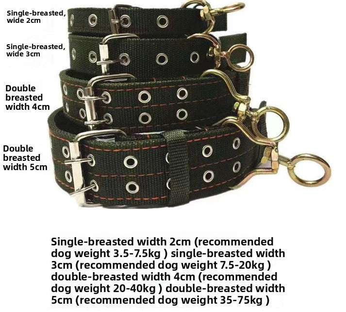 Wide double-layer nylon dog collar in 3 colour options