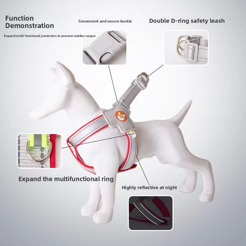 Reflective vest dog harness, 4 sizes available from Pet Royale UK