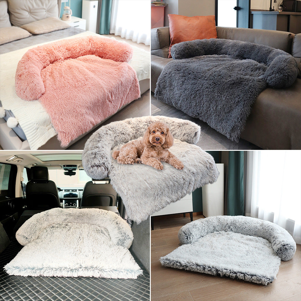 Fuzzy Blanket Pet Bed with Washable Removable Cover