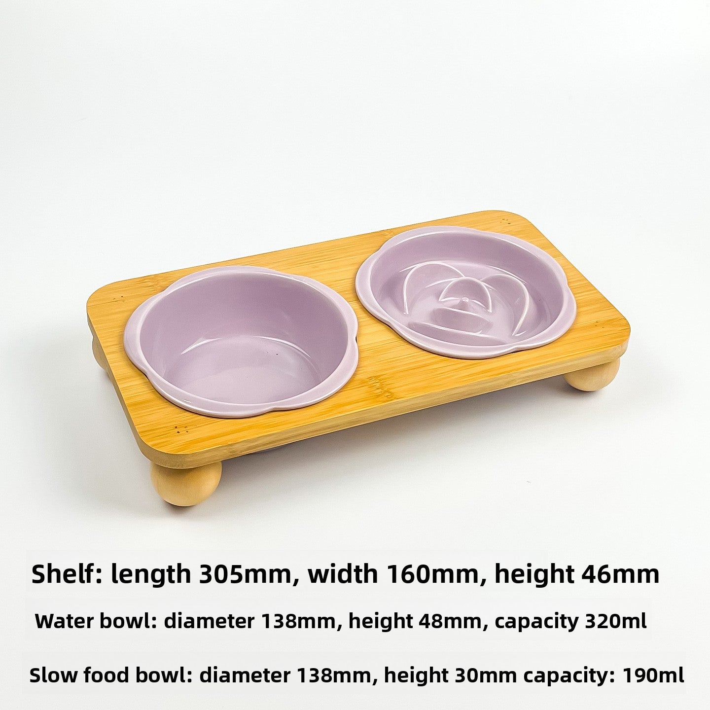 Slanted Ceramic Cat Bowl with Flower Design and Optional Stand for Neck Comfort