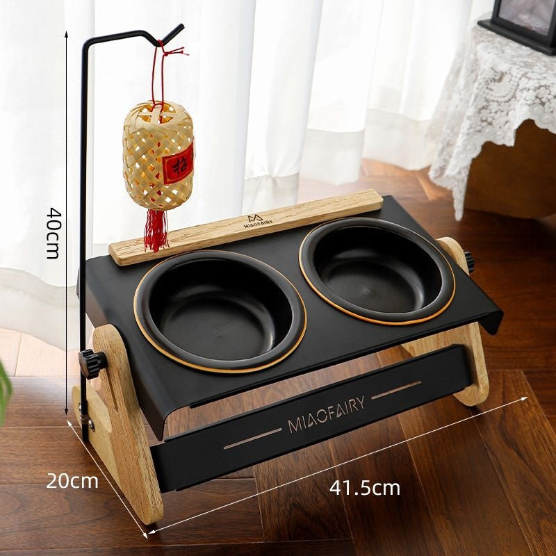 Adjustable Height Ceramic Pet Feeding Bowl with Metal Stand for Cats and Dogs
