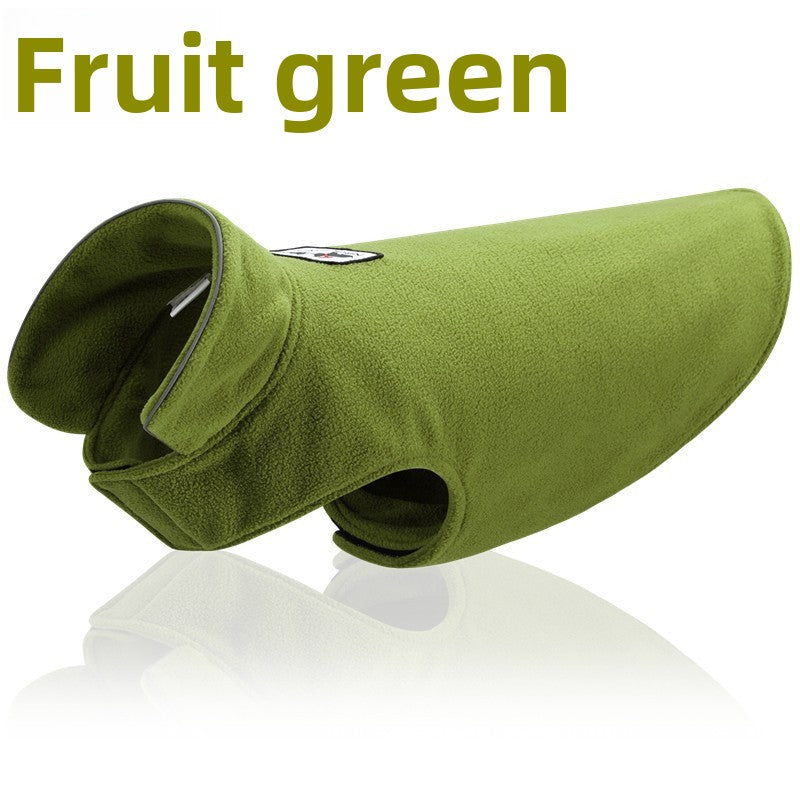 Reversible polar fleece dog vest for winter warmth in Sky Blue, material detail