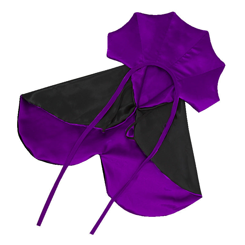 Halloween bat style pet cloak with 3D collar, side view