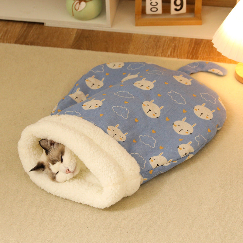 Plush enclosed tunnel cat bed with soft lambswool lining, product image 7
