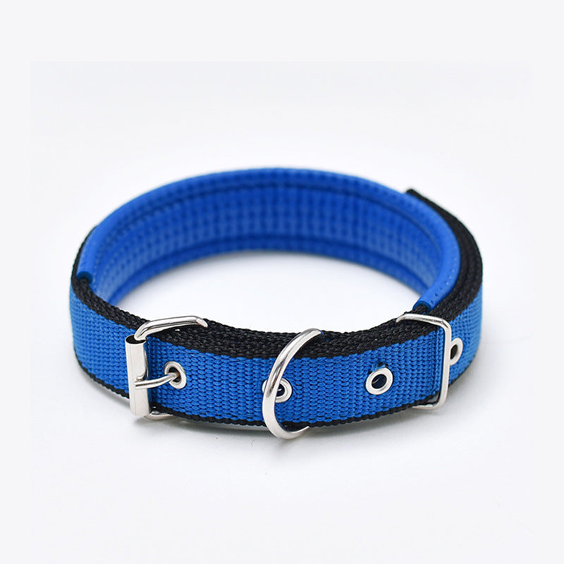 Padded nylon dog collar with foam lining in 10 colour options