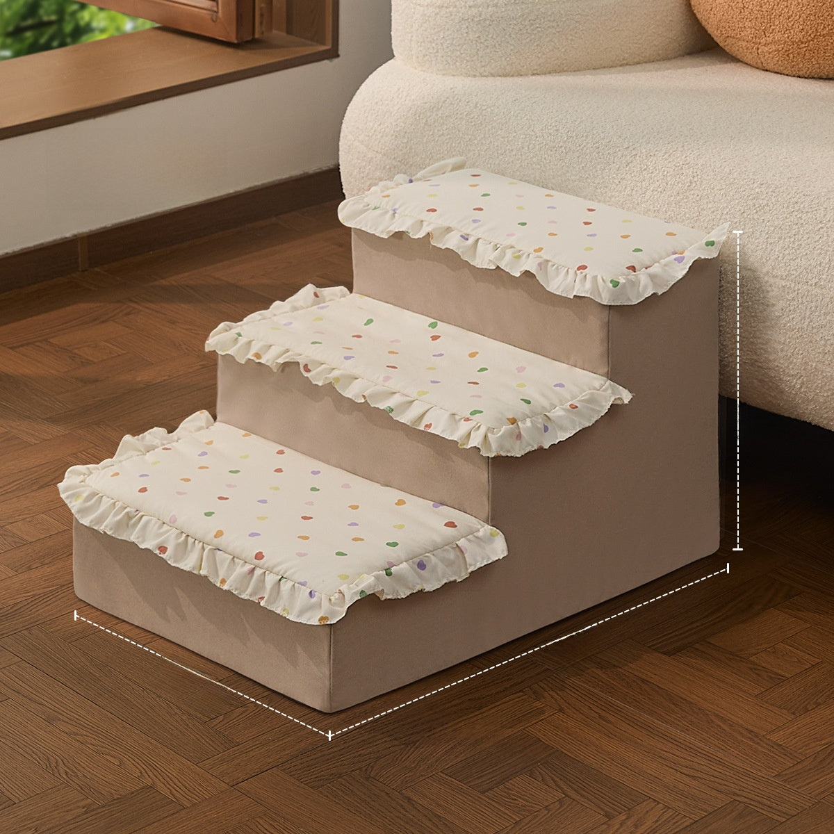 Foam pet stairs with washable cover, alternative angle view