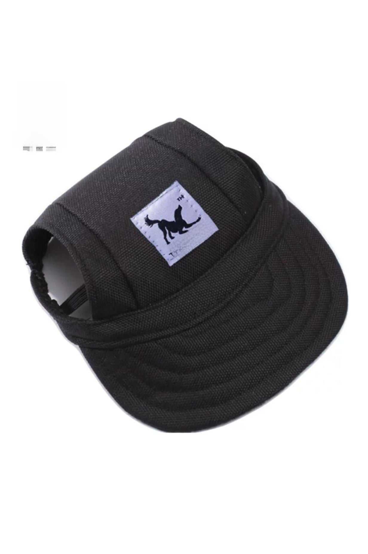 Canvas dog baseball cap for sun protection in Red Letters, close-up detail