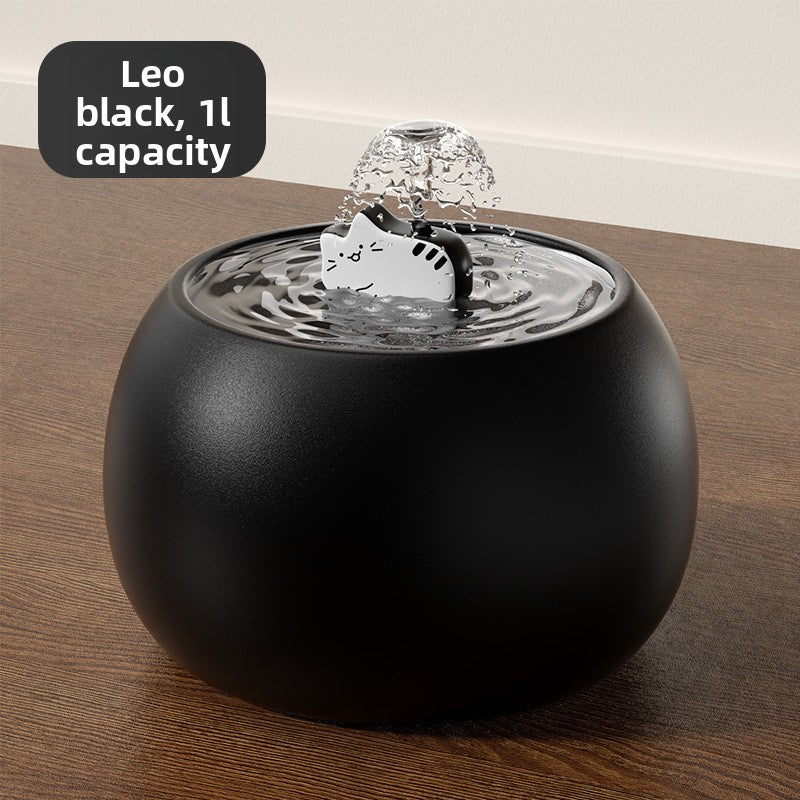 Ceramic Pet Water Fountain with Automatic Circulation and Kitten or Big Eyes Design