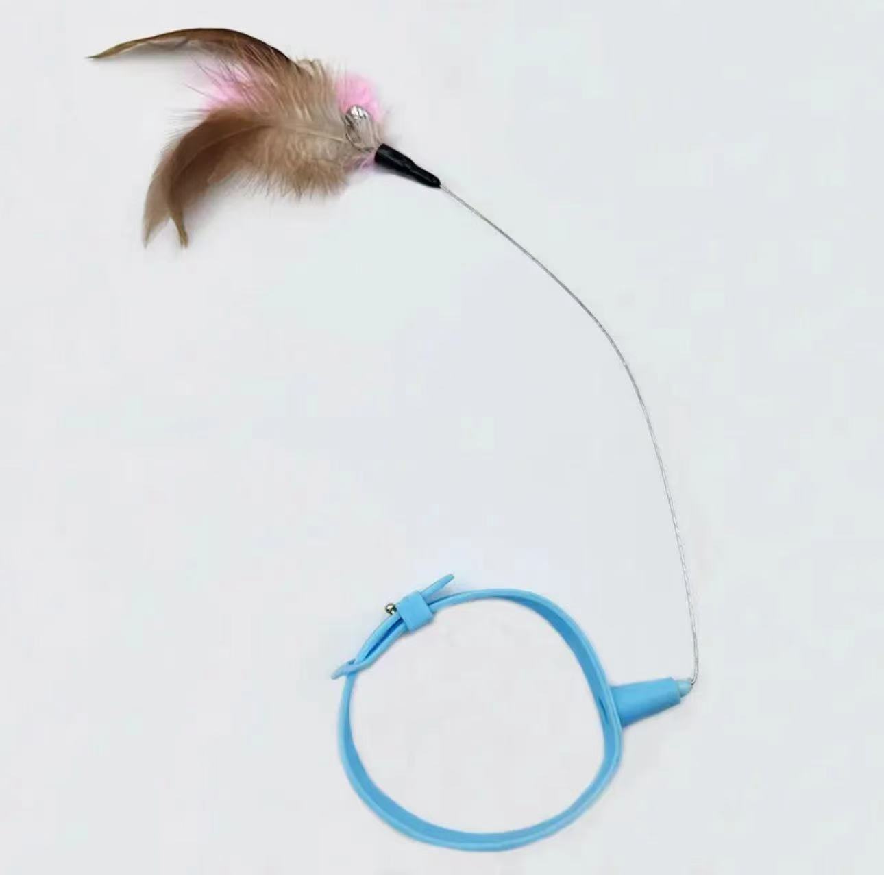Lightweight cat teaser collar with feather wand for solo play, product image 7