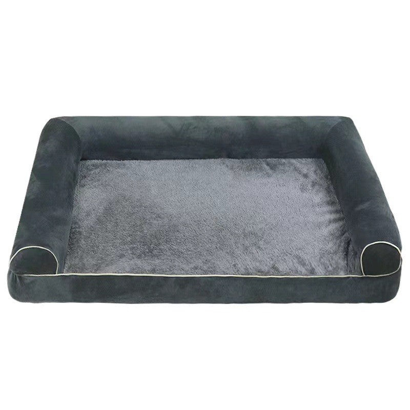 Khaki square dog bed with supportive sponge padding in large size