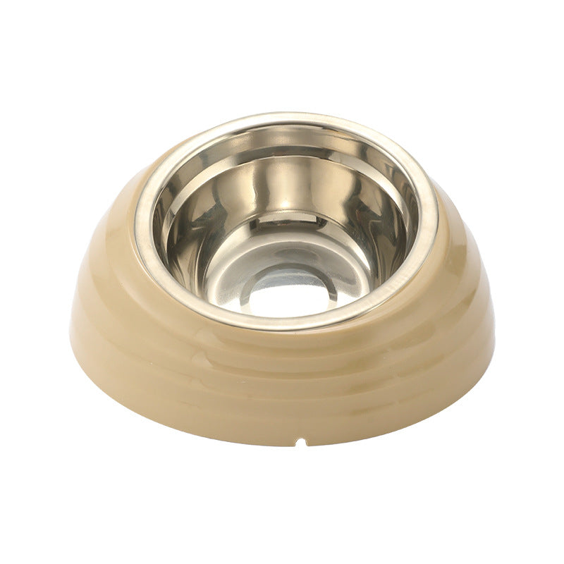 Slanted pet food bowl with stainless steel insert in light green, view 8