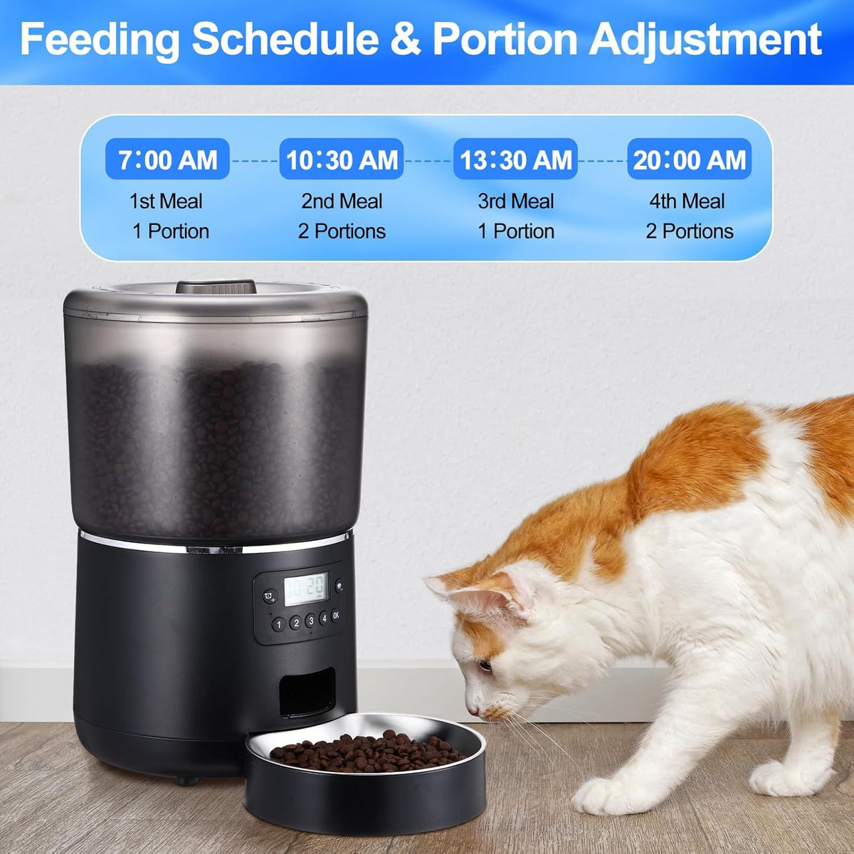 Automatic 4L Cat Feeder with App Control and Timed Portion Dispensing