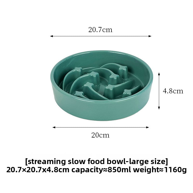 Meteor Shaped Ceramic Slow Feeder Pet Bowl in Small Medium or Large with Stable Base