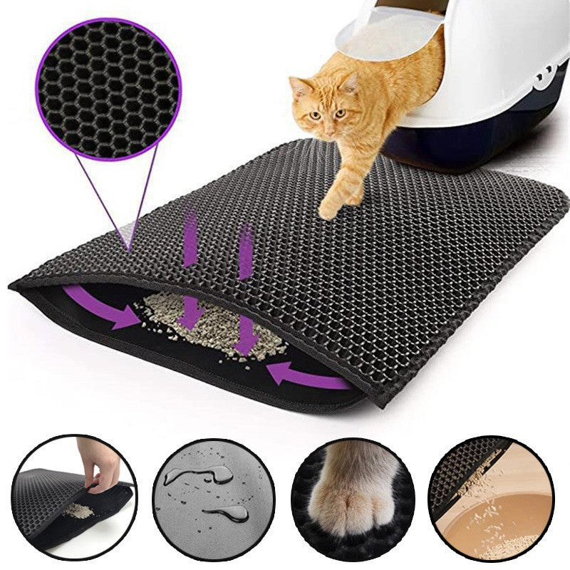 Double Layer EVA Litter Trapper Mat for Cats, Foldable Option