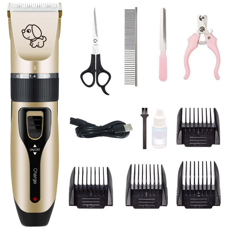 Cordless Pet Hair Clipper Set with Flat Shears and Guide Combs
