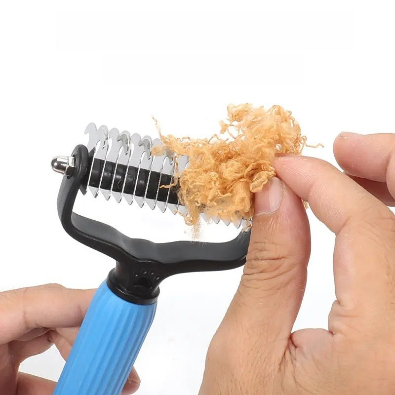 Double-Sided Stainless Steel Detangling Comb with Non-Slip Grip