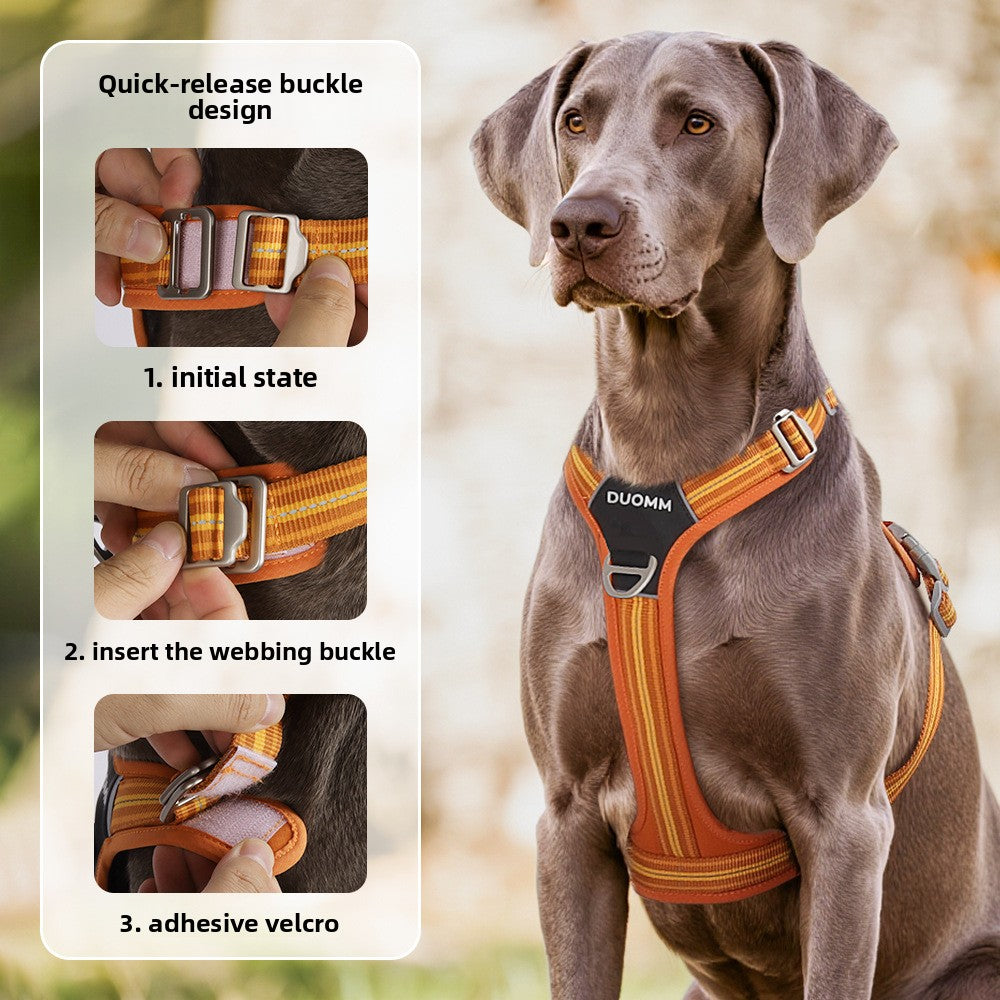 Y shape no pull dog harness in orange with front buckle